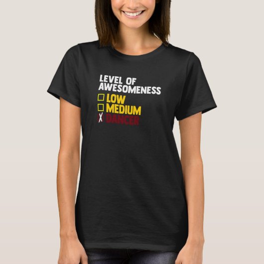 Dansniveau van geweldig laag gemiddeld danser t-shirt (Voorkant)