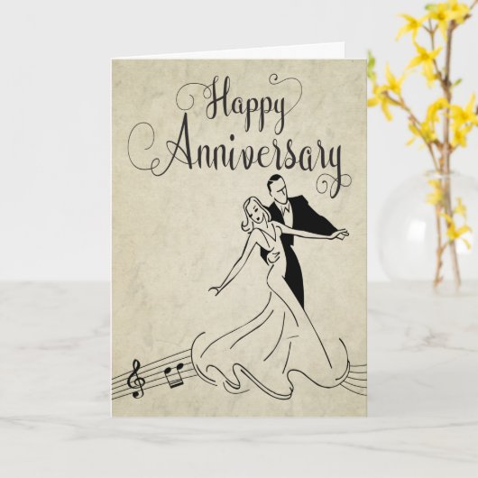  danspaar voor vrolijk Jubileum Kaart (Gele Bloem)