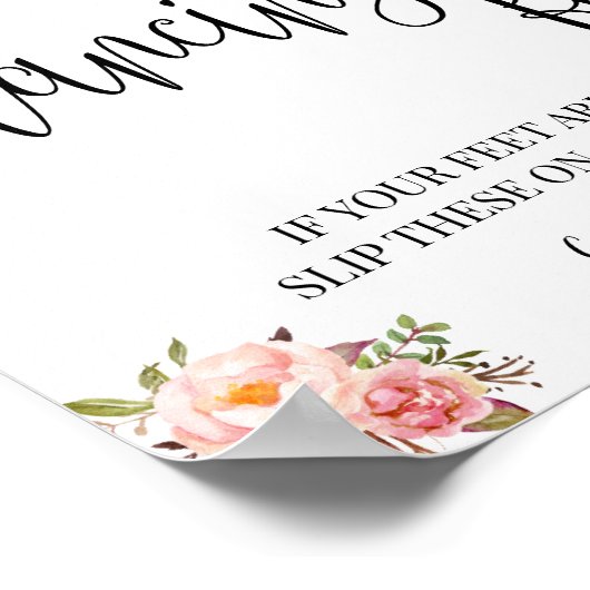 Danspoten teken teenslippers bruinkroze flora poster (Hoek)