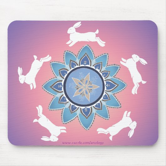DansRabbit Mandala Mousepad (Blauwgroen) Muismat (Voorkant)
