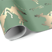 Dansrenrenrenrendier over groene "pretkerst" cadeaupapier (Rol Hoek)
