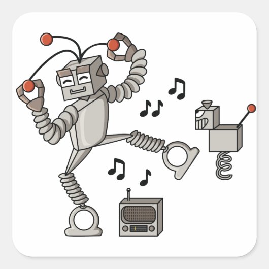 Dansrobot Vierkante Sticker (Voorkant)