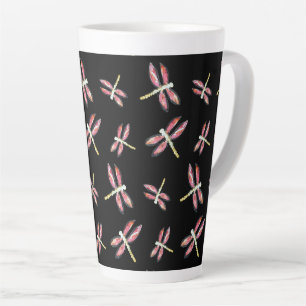 Dansroze dragonfly-patroon latte mok