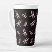 Dansroze dragonfly-patroon latte mok (Linkerhoek)
