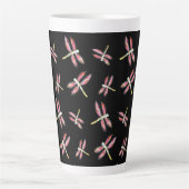 Dansroze dragonfly-patroon latte mok (Voorkant)