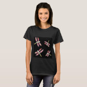 Dansroze dragonfly-patroon t-shirt (Voorkant volledig)