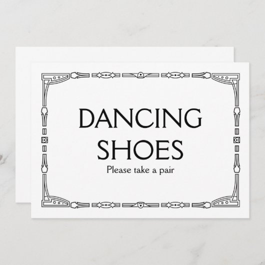 "Dansschoenen" Art Deco stijl trouwbord Kaart (Voorkant / Achterkant)