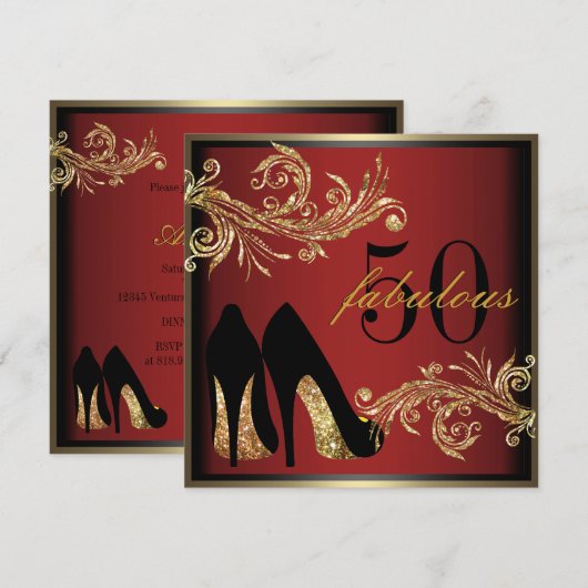 Dansschoenen - Fantastische uitnodiging voor 50e v (Voorkant / Achterkant)