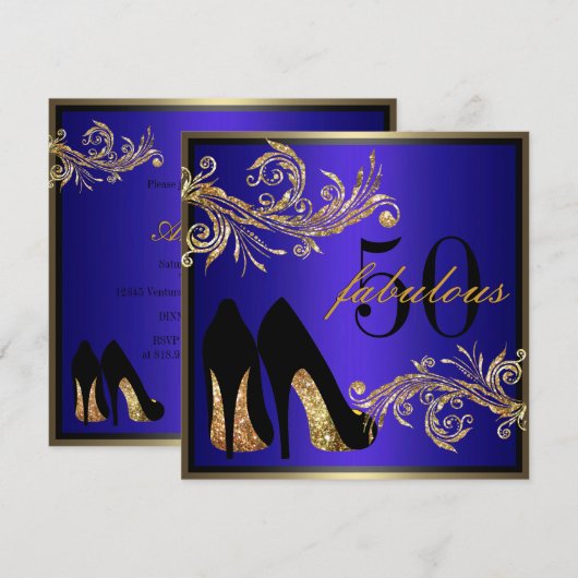 Dansschoenen - Fantastische uitnodiging voor 50e v (Voorkant / Achterkant)