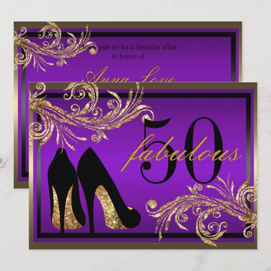 Dansschoenen - Fantastische uitnodiging voor 50e v (Voorkant / Achterkant)