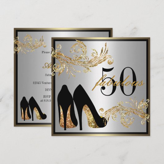 Dansschoenen - Fantastische uitnodiging voor 50e v (Voorkant / Achterkant)