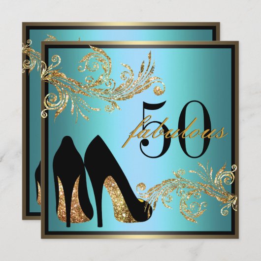 Dansschoenen - Fantastische uitnodiging voor 50e v (Voorkant / Achterkant)