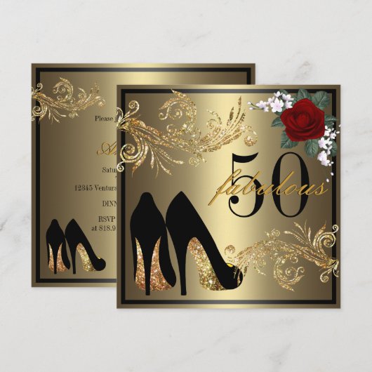 Dansschoenen - Fantastische uitnodiging voor 50e v (Voorkant / Achterkant)
