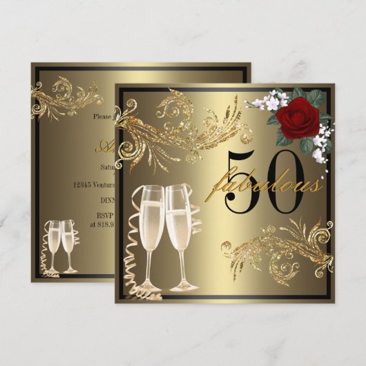 Dansschoenen - Fantastische uitnodiging voor 50e v (Voorkant / Achterkant)