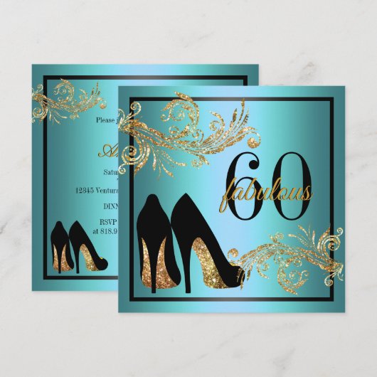 Dansschoenen - Fantastische uitnodiging voor 60e v (Voorkant / Achterkant)
