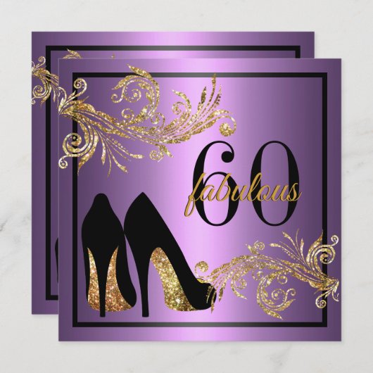 Dansschoenen - Fantastische uitnodiging voor 60e v (Voorkant / Achterkant)