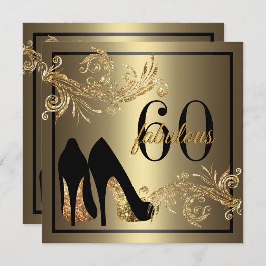 Dansschoenen - Fantastische uitnodiging voor 60e v (Voorkant / Achterkant)
