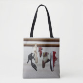 Dansschoenen Hanging From Rod Gedrukt op Canvas ta Tote Bag (Voorkant)