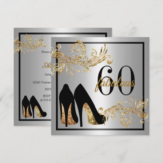 Dansschoenen - Uitnodiging voor 60e verjaardag (Voorkant / Achterkant)