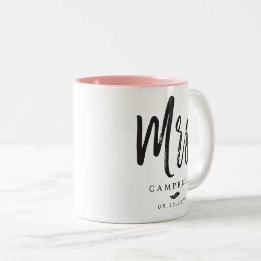 Dansscript lettertekens | De heer en mevrouw Tweekleurige Koffiemok (Voorkant rechts)