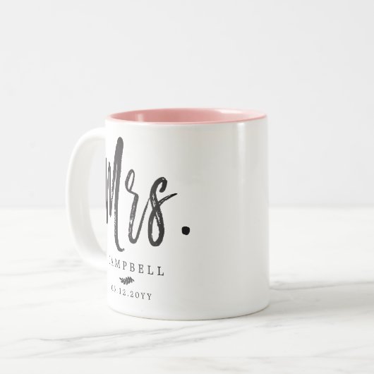 Dansscript lettertekens | De heer en mevrouw Tweekleurige Koffiemok (Voorkant links)