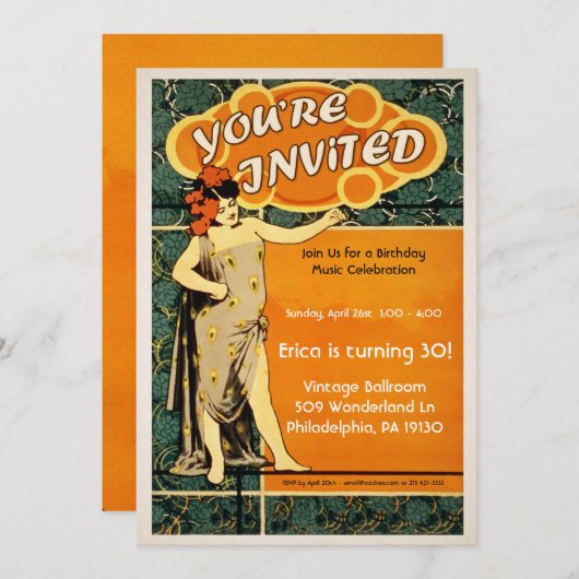  dansstijl feestuitnodiging kaart (Voorkant / Achterkant)