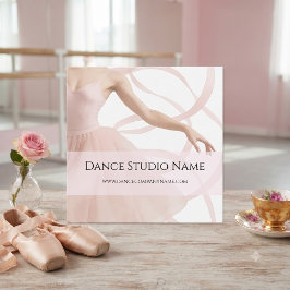 Dansstudio Ballerina Pastel Roze Socials Vierkante Visitekaartjes