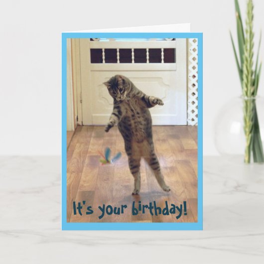 DansTabby Cat Birthday Kaart (Voorkant)