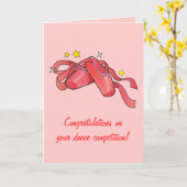 Danswedstrijd Gefeliciteerd: Rode balletschoenen Kaart (Gele Bloem)