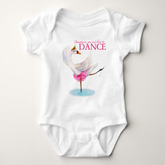 Danszwaan ballerina grillige kunst slogan kleding romper (Voorkant)