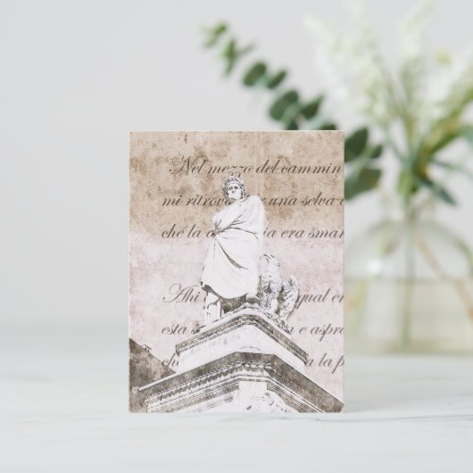 Dante Alighieri - met Divine Comedy verses Briefkaart (Staand voorkant)