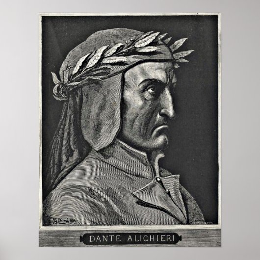 Dante Alighieri Portrait Etching Poster (Voorkant)