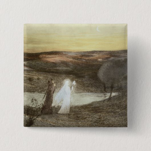 Dante and Beatrice, uit 'L'Estampe Moderne', publ Vierkante Button 5,1 Cm (Voorkant)