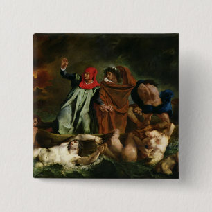 Dante and Virgil in the Underworld, 1822 Vierkante Button 5,1 Cm