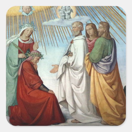 Dante & Beatrice komen aan op de vaste sterren - Vierkante Sticker (Voorkant)