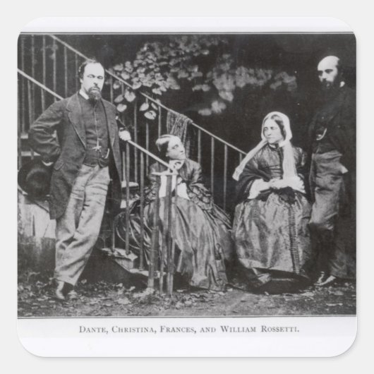 Dante, Christina, Frances en William Rossetti Vierkante Sticker (Voorkant)