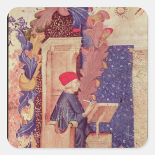 Dante die 'The Divine Comedy' schrijft Vierkante Sticker