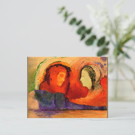 Dante en Beatrice, kunstwerk van Odilon Redon Briefkaart (Staand voorkant)