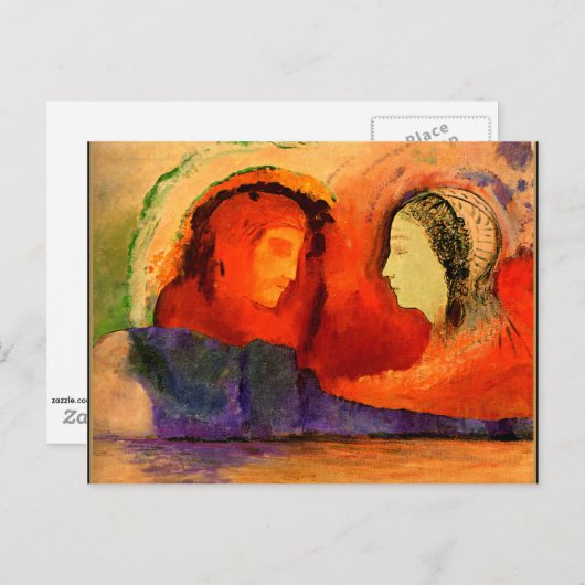 Dante en Beatrice, kunstwerk van Odilon Redon Briefkaart (Voorkant / Achterkant)