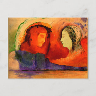 Dante en Beatrice, kunstwerk van Odilon Redon Briefkaart