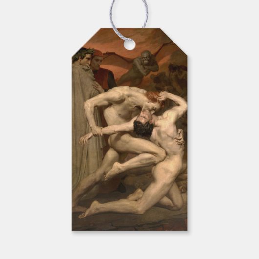 Dante en Vergilius in de hel (door Bouguereau) Cadeaulabel (Voorkant)