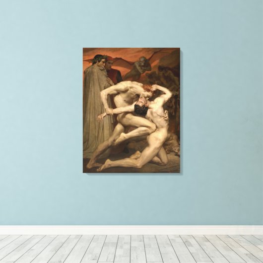 Dante en Vergilius in de hel (door Bouguereau) Canvas Afdruk (Insitu (Houten vloer))