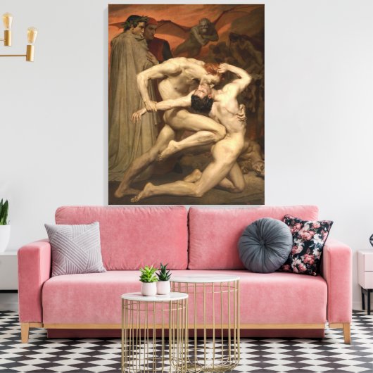 Dante en Vergilius in de hel (door Bouguereau) Canvas Afdruk (Insitu (Woonkamer))