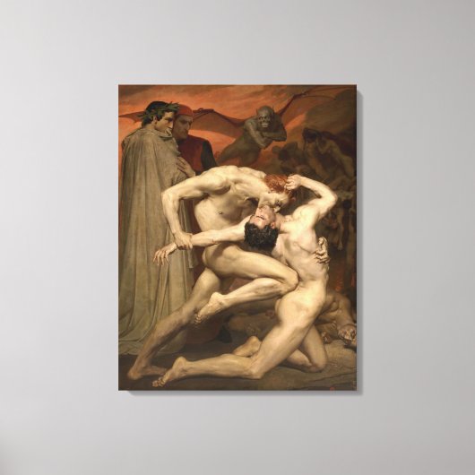 Dante en Vergilius in de hel (door Bouguereau) Canvas Afdruk (Voorkant)