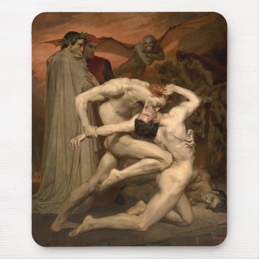 Dante en Vergilius in de hel (door Bouguereau) Muismat (Voorkant)