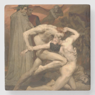 Dante en Vergilius in de hel (door Bouguereau) Stenen Onderzetter