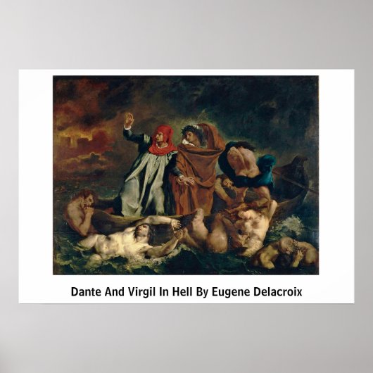 Dante en Virgil in de hel door Eugene Delacroix Poster (Voorkant)