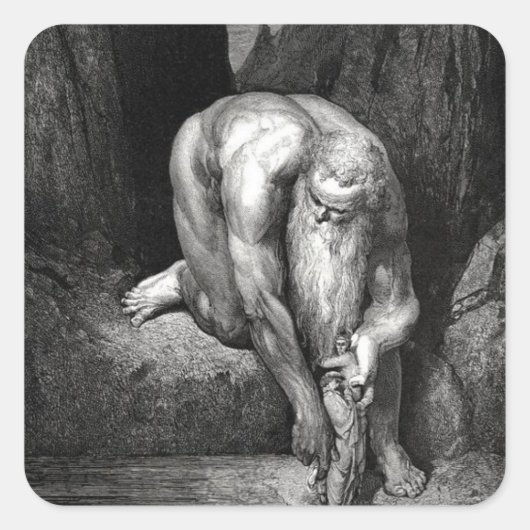 Dante en Virgil in Giant's hand Vierkante Sticker (Voorkant)