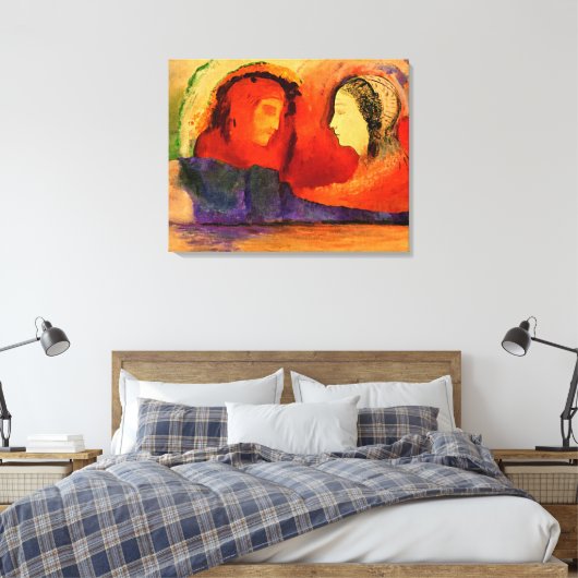 Dante et Beatrice, kunstwerk van Odilon Redon, Canvas Afdruk (Insitu (Slaapkamer))