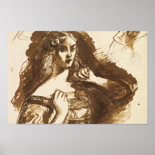 Dante Gabriel Rossetti - Halve schets Poster (Voorkant)
